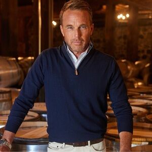 Collars & Co Mens Navy 1/4 Zip Sweater Cotton Cashmere Luxury Touch NWT